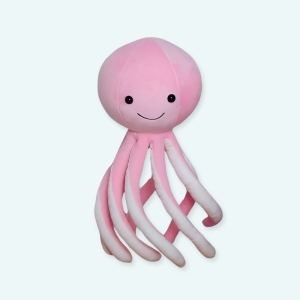 Un adorable poulpe souriant en peluche pour enfant de couleur rose pastel prêt à nous enlacer avec ces beaux tentacules. Cet adorable jouet est sûr de mettre un sourire sur le visage de votre enfant. Notre peluche pieuvre est fabriquée avec des matériaux de haute qualité et est super douce et câline.