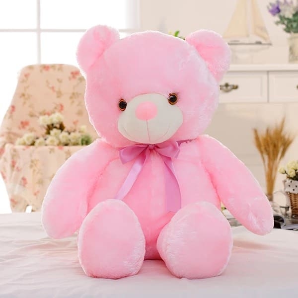 Peluche ours oreiller LED rose • Ma Peluche