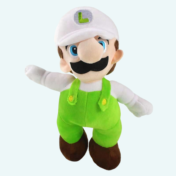 Peluche Luigi tenue blanche et verte Peluche Luigi tenue blanche et verte