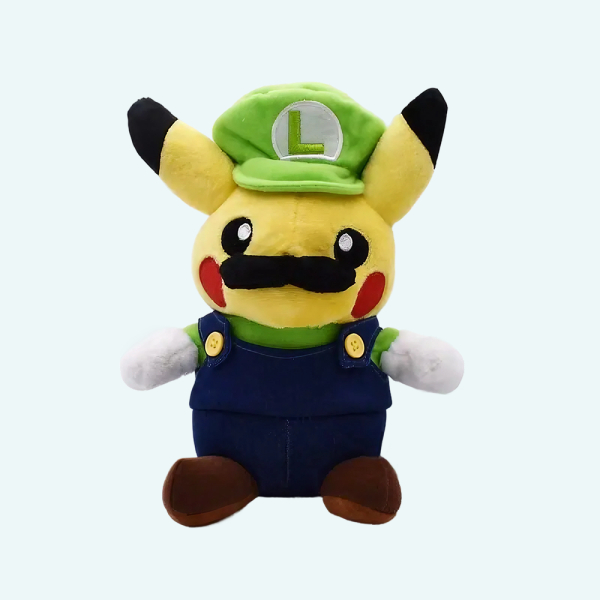Peluche Pikachu déguisé en Luigi Peluche Pikachu deguise en Luigi