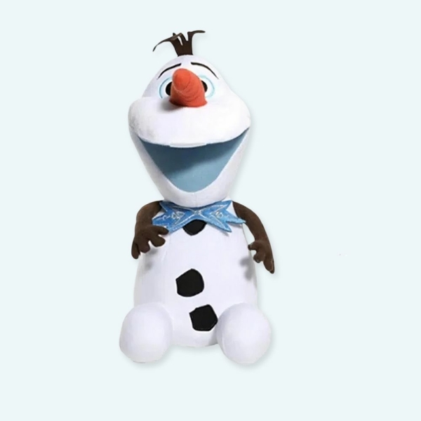 Olaf le bonhomme de neige en peluche toute douce et trop mignonne avec son petit noeud papillon en flocon de neige. Un léger souffle d'hiver et d'amitié avec cette jolie peluche. Peluche Olaf noeud papillon glacé de Disney est un cadeau parfait pour les amoureux de Olaf !
