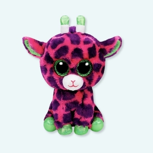Cette petite peluche est une girafe fantastique. C'est une girafe rose aux taches violettes, elle est si mignonne avec ses grands yeux vert. Une peluche qui emmènera votre enfant dans le monde fabuleux des girafes magiques. La Girafe en peluche rose et verte est le cadeau idéal pour offrir à votre enfant !