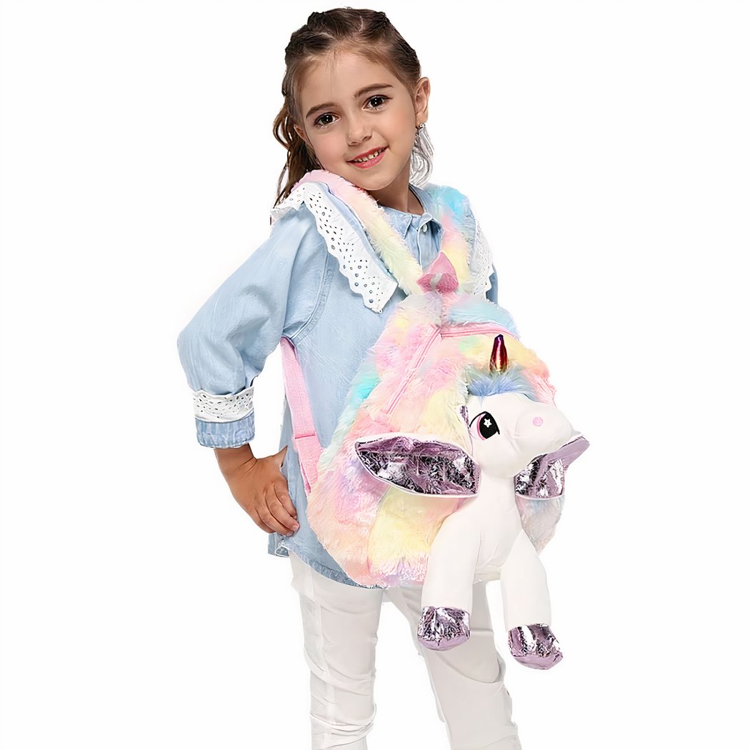 Sac à dos en peluche licorne multicolore • Ma Peluche