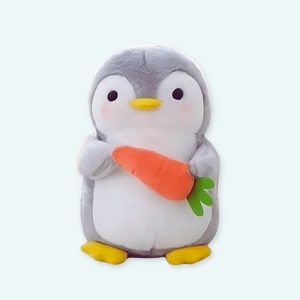 Voici la peluche pingouin carotte, qui adore les légumes ! Carottes, poireaux, brocolis... elle les aime tous ! Elle donnera peut-être aussi envie à vos enfants d'en manger, qui sait... Cette magnifique peluche de pingouin est en peluche douce et hirsute, ce qui la rend très agréable au toucher.