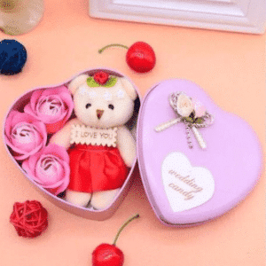 Peluche ours rose coffret amour Peluche Saint-Valentin Matériaux: Coton