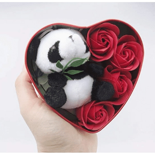Peluche panda coffret rouge Saint Valentin Peluche Saint-Valentin Matériaux: Coton