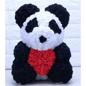 Peluche panda roses rouges Peluche Saint-Valentin Matériaux: Coton