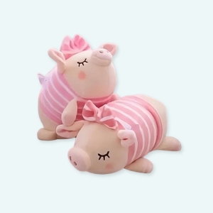 Peluche cochon avec petit nœud rose Peluche Cochon Peluche Animaux Matériaux: Coton