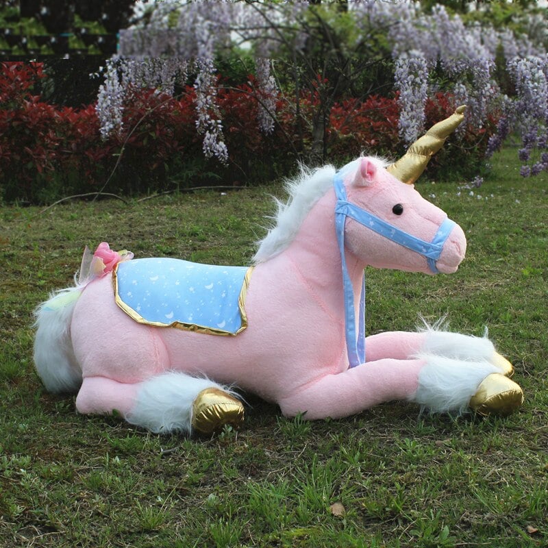 Rose - 100 cm - Licorne géante en peluche douce, Poupée douce Animal cheval  jouets pour enfants fille oreille