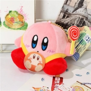 Peluche Kirby rose, assis avec sucre d'orge