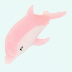Oreiller Câlin En Peluche Dauphin Rose 63,5 Cm - Grand Coussin Doux Pour Enfants Et Adultes
