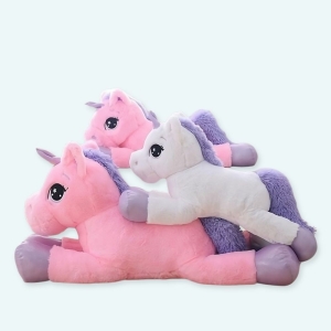 Grands jouets en peluche licorne rose blanc, cheval doux, animal en peluche, grands jouets pour enfants