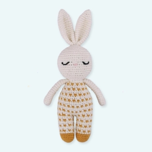 Ce lapin tressé est une peluche super recommandée pour les enfants, ainsi que pour les bébés, car il ne contient pas de matériaux dangereux qui pourraient mettre en danger la santé du bébé. Ce lapin serait parfait dans les bras de votre bébé. C'est un joli lapin en tricot, tout doux et câlin.