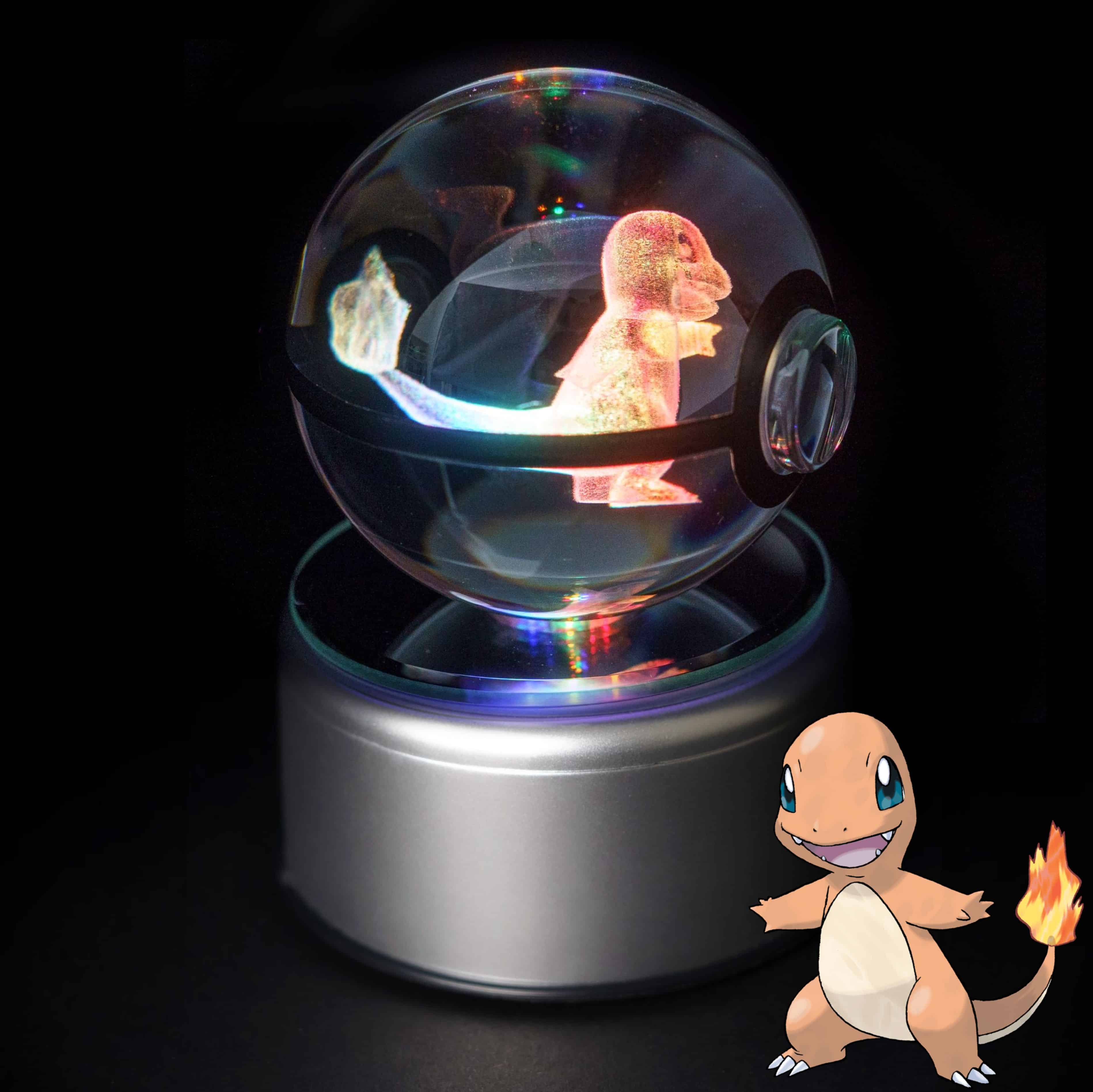 Pokéball Lumineuse en Cristal Pokémon Salamèche