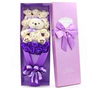 Bouquet de fleurs ours en peluche Peluche Saint-Valentin Matériau: Coton
