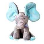 Peluche éléphant "coucou" électrique pour enfants avec oreilles en bleu
