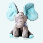 Peluche éléphant "coucou" électrique pour enfants avec oreilles en bleu