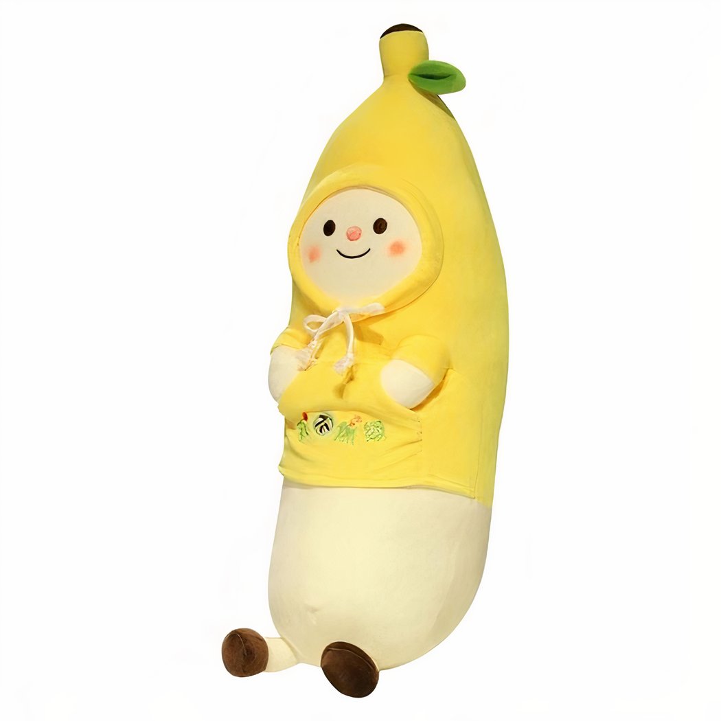 Peluche Canard Banane 35 Cm - Oreiller Doudou Mignon - Remplissage Coton PP Doux - Cadeau Pour Enfants, Anti-stress - Forme Originale Et Drôle