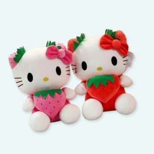 Laissez-vous tenter par notre sublime peluche Hello Kitty fraise kawaii, si mignonne que votre cœur sera inondé de bonheur et de joie. Vous serez bluffé par sa qualité et la douceur de son tissu. Fabriquée pour durer des années, elle sera le compagnon fidèle de vos enfants et adolescents.