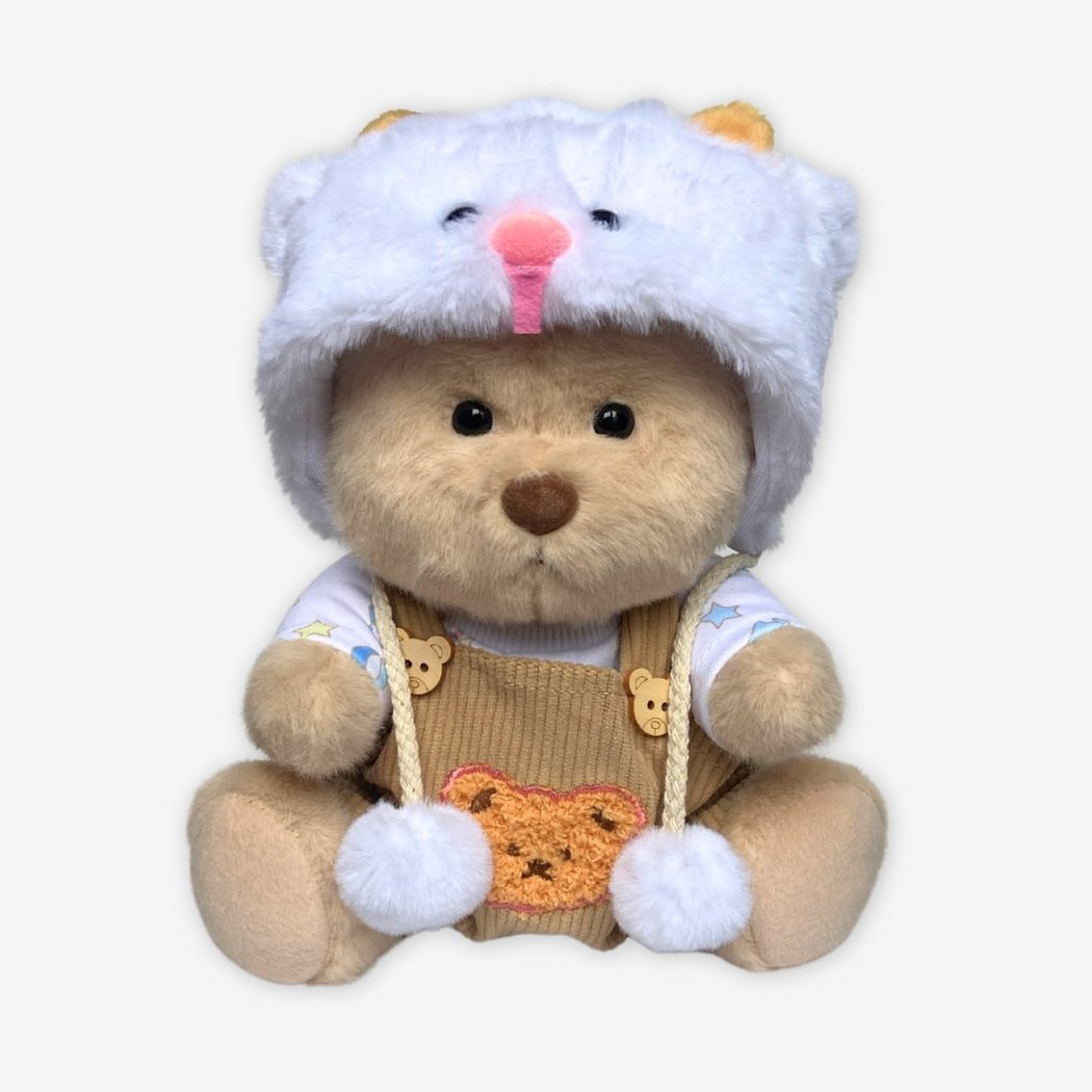 Peluche/doudou Ours Vintage - Yeux En Verre, Vêtement Tricoté, Fait Du Bruit - Réf. #256712 - Occasion