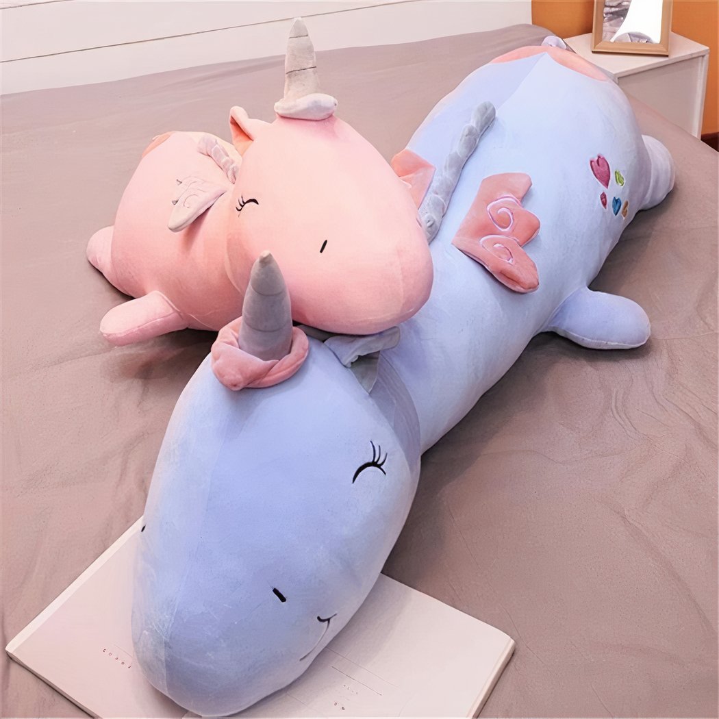 Yeqivo – Long Oreiller Licorne 110 Cm, Peluche Géante Super Douce Pour Câlins Et Siestes